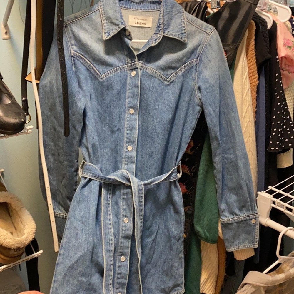 NWOT Reformation western denim dress - Picture 3 of 6